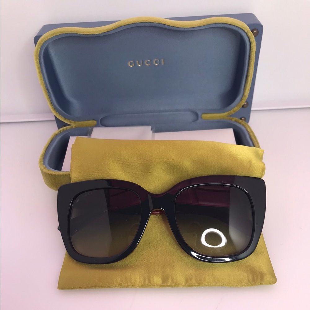 New - Gucci Web GG0163SN Cat-eye Sunglasses - Picture 13 of 16
